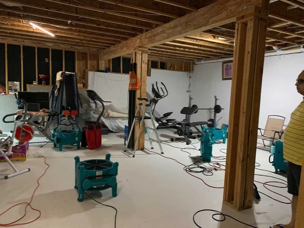 Basement drying equipment setup for Contents Cleaning & Restoration in Sierra Vista